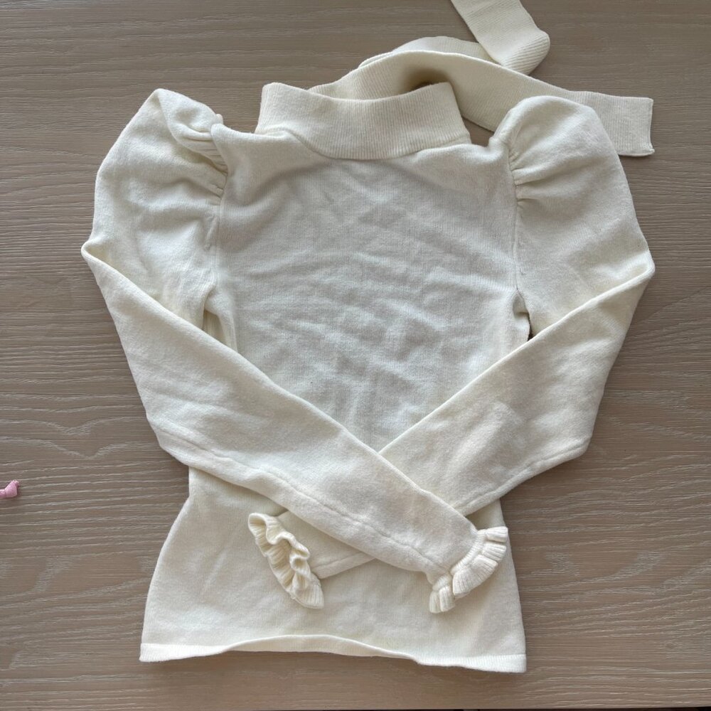 LPA Marie Ruffle Sleeve Sweater in Ivory - Picture 4 of 5